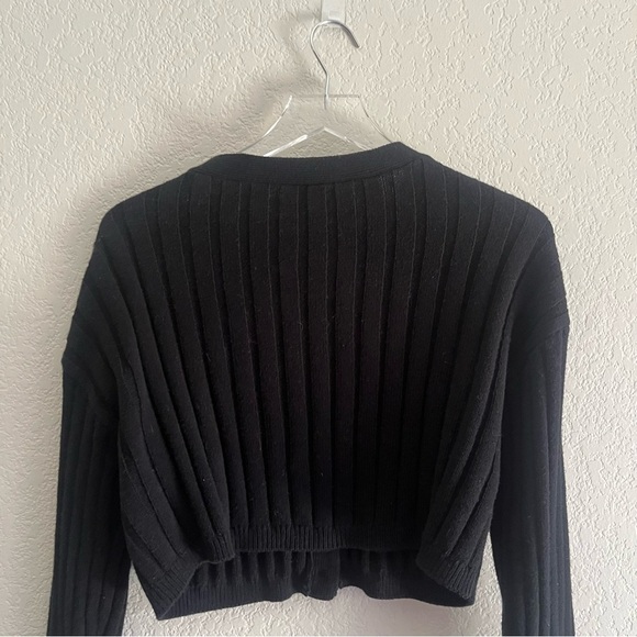 ABOUND Long Sleeve Ribbed Cropped Cardigan Black Size Large - Picture 8 of 10